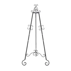 Traditional Black Iron Floor Easel, 46" x 21" x 22"