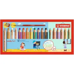 STABILO&reg; Woody 3-in-1 18-Color Pencil Set