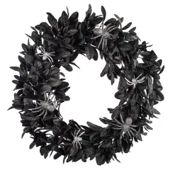 26" Black Leaves with Spiders Wreath by Ashland&reg;