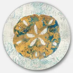 Designart - Coastal Pastel seashells II - Nautical & Coastal Metal Circle Wall Art