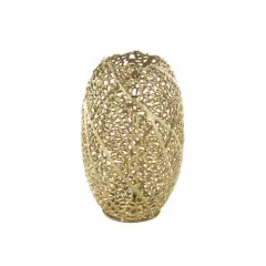 14.5" Gold Aluminum Abstract Metallic Coral Inspired Vase
