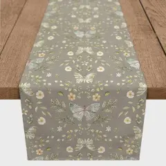 90" Butterfly Pattern Cotton Twill Runner Gray
