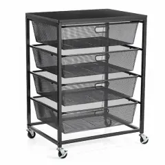 Metro 4-Drawer Rolling Cart by Simply Tidy&reg; Black
