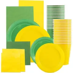 JAM Paper Party Tableware Assortment Grad Pack Green/Yellow