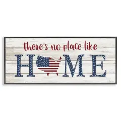 Stupell Industries Patriotic There's No Place Like Home Phrase Americana Framed Giclee Art Black