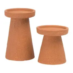 Hello Honey&reg; Stoneware Pillar & Taper Candle Holders Terracotta