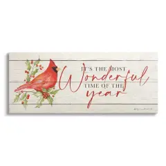 Stupell Industries Most Wonderful Time Cardinal Canvas Wall Art