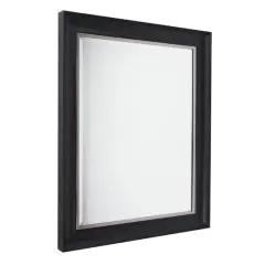 Head West&reg; 34.5" Alderton Black & Silver Framed Beveled Wall Mirror 