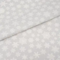 SINGER Christmas Snowflakes on Grey Cotton Fabric