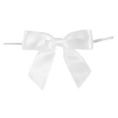 JAM Paper 3.25" Satin Twist Tie Bows, 100ct. White