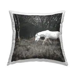 Stupell Industries Mysterious White Horse Country Rural Nature Throw Pillow, 18" x 18"