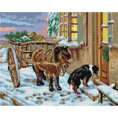 Orchidea Their Christmas Eve Gobelin Canvas Cross Stitch Kit