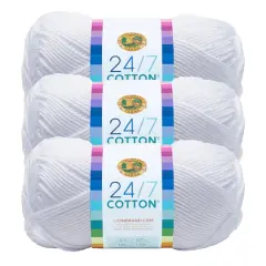 3 Pack Lion Brand&reg; 24/7 Cotton&reg; Yarn White