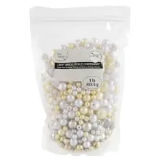 White, Cream & Gold Pearl Plastic Mix Craft Beads by Bead Landing&reg;
