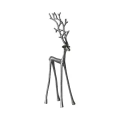 Hello Honey&reg; 17.5" Gunmetal Cast Aluminum Thin Reindeer Tabletop Figurine