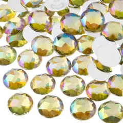 John Bead 16mm AB Acrylic Round Flat Back Rhinestones, 200ct. Yellow AB