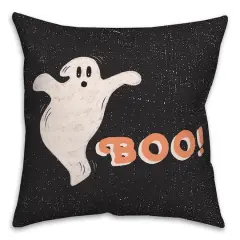 Retro Ghost Boo Spun Poly Throw Pillow