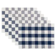 DII&reg; Buffalo Check Ribbed Placemat, 6ct. Navy/White