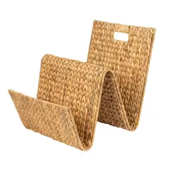 Hello Honey&reg; Hand-Woven Water Hyacinth & Metal Magazine Storage Holder with Handle
