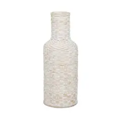 White Bamboo Tall Woven Floor Vase 8" x 8" x 22"