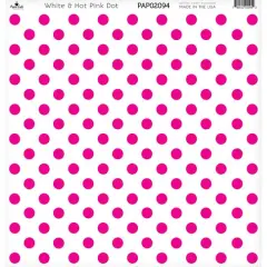Paper Caf&eacute; White & Hot Pink Dot 12" x 12" Cardstock, 15 Sheets
