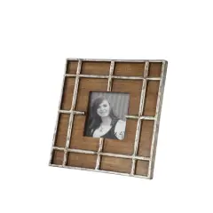 Brown Wood Grain Grid 4" x 4" Frame