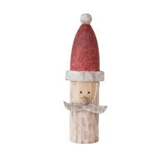 Hello Honey&reg; 16" Red, White & Natural Hand-Carved Mango Wood Santa Accent