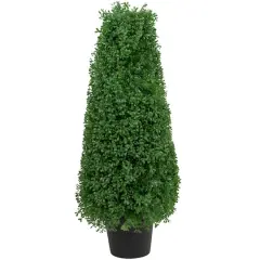 30" Unlit Artificial Boxwood Cone Topiary Tree with Round Pot
