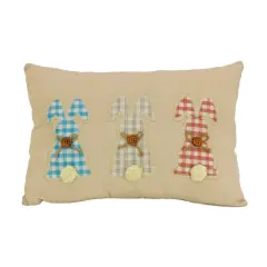 18'' x 10'' Plaid Bunnies Easter Pillow