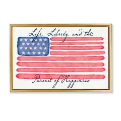 Stupell Industries All American Patriotic Phrase Floater Framed Art Gold