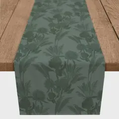 90" Tones Protea Blooms Cotton Twill Runner Emerald