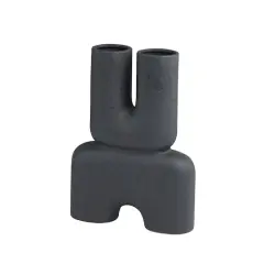 15" Black Ceramic U-Shaped Abstract Vase