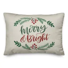 Merry and Bright Script 20" x 14" Spun Poly Pillow