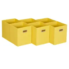 6 Pack Household Essentials 11" Fabric Storage Bins Yellow