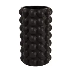 Hello Honey&reg; Black Modern Stoneware Raised Dot Vase