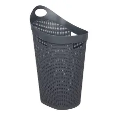 Mind Reader 60L Wheeled Hamper with Cutout Handle Gray