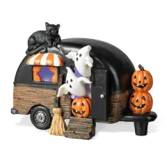 Glitzhome&reg; 9.25" Halloween Lighted Camper Table D&eacute;cor