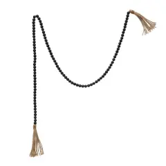 Hello Honey&reg; 6ft. Black Wood Bead Garland with Jute Tassels