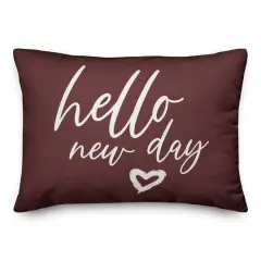 20" Hello New Day Throw Pillow Maroon