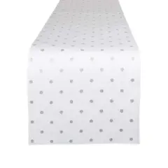 Metallic White/Silver Reversible Polka Dot Table Runner 13" x 72"