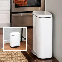 30L & 5L White Rectangular Trash Can Set