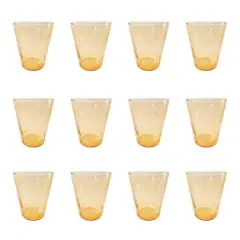 Hello Honey&reg; 12oz. Peach Ribbed Round Reclaimed Glass Drinking Glasses, 12ct.