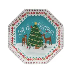 Hello Honey&reg; 8" Let It Snow Ceramic Octagon Plate