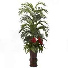 5ft. Areca & Mixed Greens Plant in Bamboo Planter