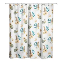 Tropical Jag Shower Curtain White