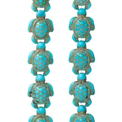 Turquoise Dyed Reconstituted Stone Turtle Beads, 18mm by Bead Landing&trade;