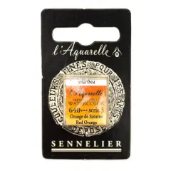 Sennelier French Artists' Watercolor Paint, Half Pan 640 Red Orange