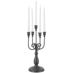 17" Black Metal Antique Style Candelabra