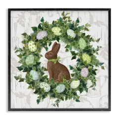 Stupell Industries Spring Easter Egg Wreath Framed Giclee Art Black