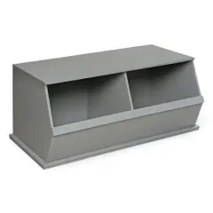 Badger Basket 2 Bin Stackable Storage Cubby Gray